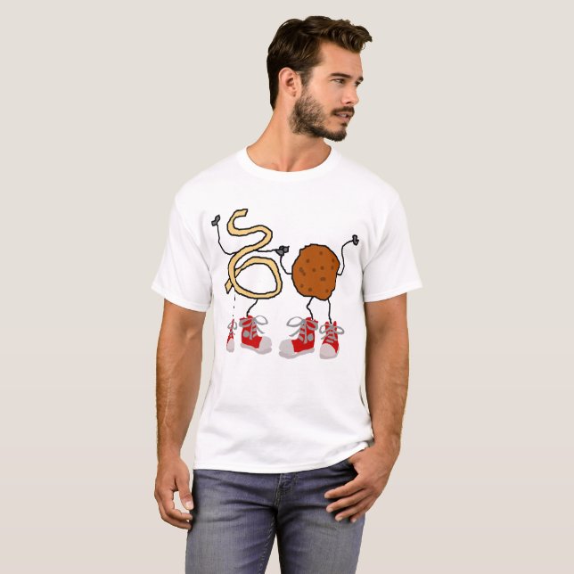 Rolig spagetti- och Meatballstecknad T Shirt (Hel framsida)