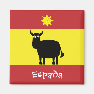 Rolig spansk magnet för tjur- & solEspaña flagga