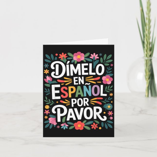 Rolig spansktordspråk som säger dimelo en espanol  kort (Framsida)