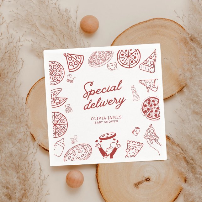 Rolig speciell leverans pizza baby shower pappersservett (Skapare uppladdad)