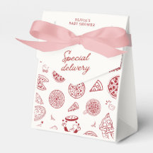 Rolig speciell leverans pizza baby shower