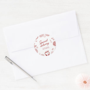 Rolig speciell leverans pizza baby shower runt klistermärke