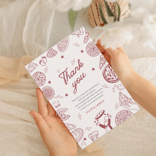 Rolig speciell leverans pizza baby shower tack kort (Skapare uppladdad)