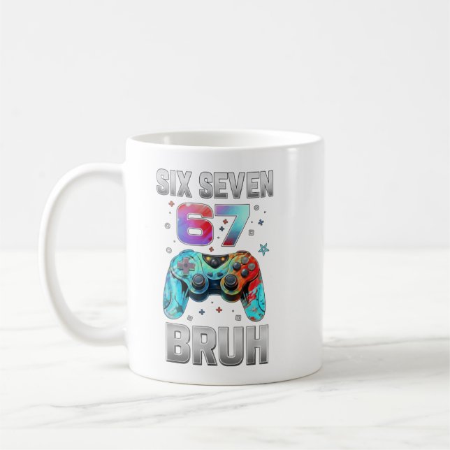 Rolig spelande Six Seven 67 Bruh födelsedagspresen Kaffemugg (Vänster)