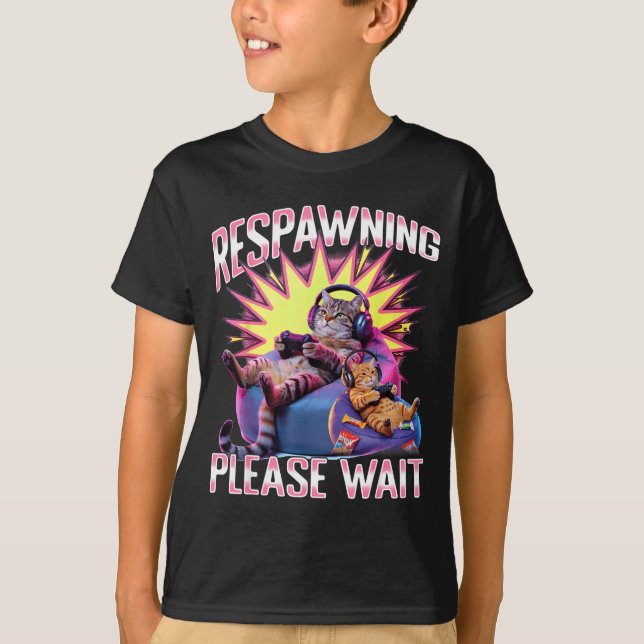 Rolig Spelande Spelare Katt  T Shirt (Framsida)