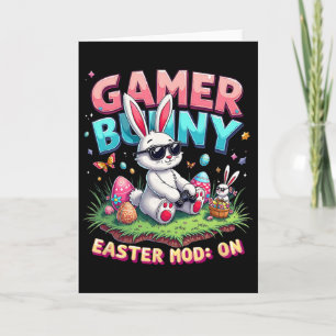 Rolig spelare kanin påsk mod på rolig spelpresent kort