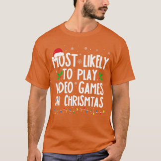 Rolig spelare som troligen spelar tv-spel på jul t shirt