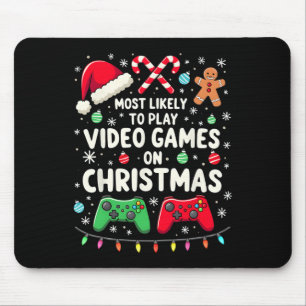Rolig spelare som troligen spelar videospel på jul musmatta