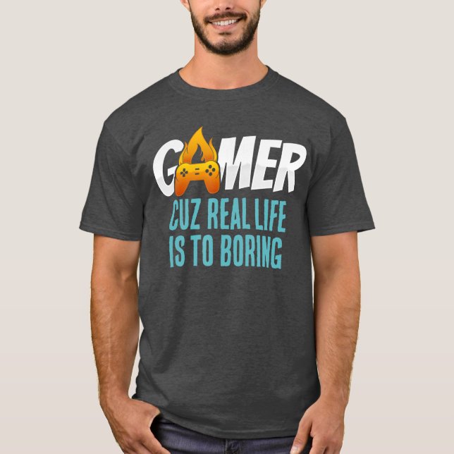 Rolig Spelares Definition Kontrollant Flammor Spel T Shirt (Framsida)