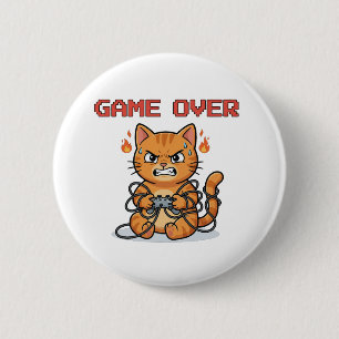 Rolig spelarkatt Game Over-knapp Knapp