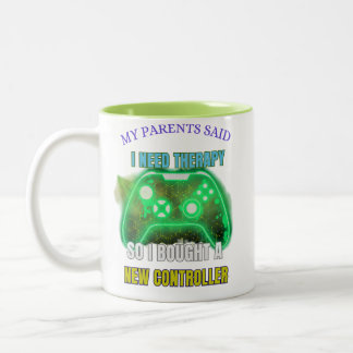 Rolig spelterapicitatkontroller kaffemug Två-Tonad mugg