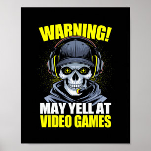 Rolig spelvarning kan skrika åt videospel gamer poster