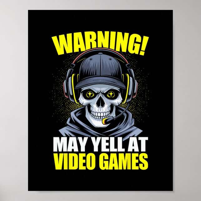 Rolig spelvarning kan skrika åt videospel gamer poster (Framsidan)