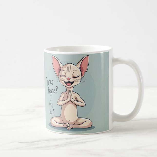 Rolig Sphynx Katt Inre Frid Konst Kaffemugg (Höger)