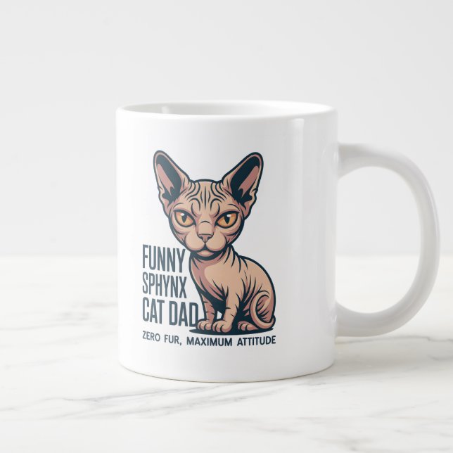 Rolig Sphynx Katt Pappa Illustration Jumbo Mugg (Höger)