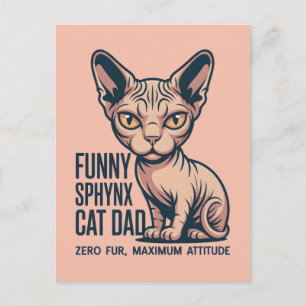 Rolig Sphynx Katt Pappa Illustration Vykort