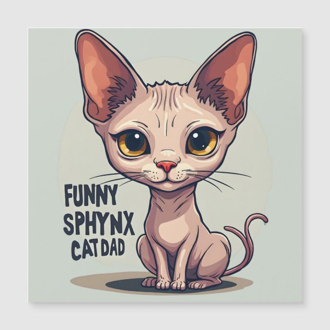 Rolig Sphynx Katt Pappa Tecknad Konst (Framsida)