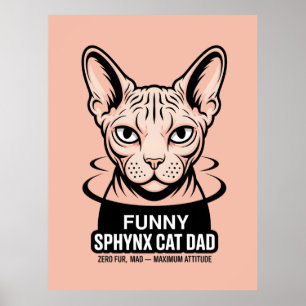 Rolig Sphynx Katt Pappa Vektor Konst Poster