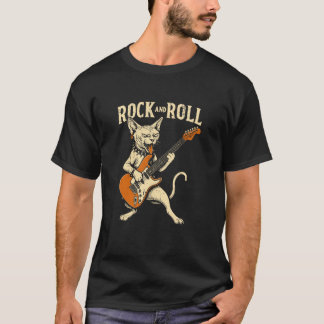 Rolig Sphynx-katt spelar gitarr Rock Cool katt T Shirt