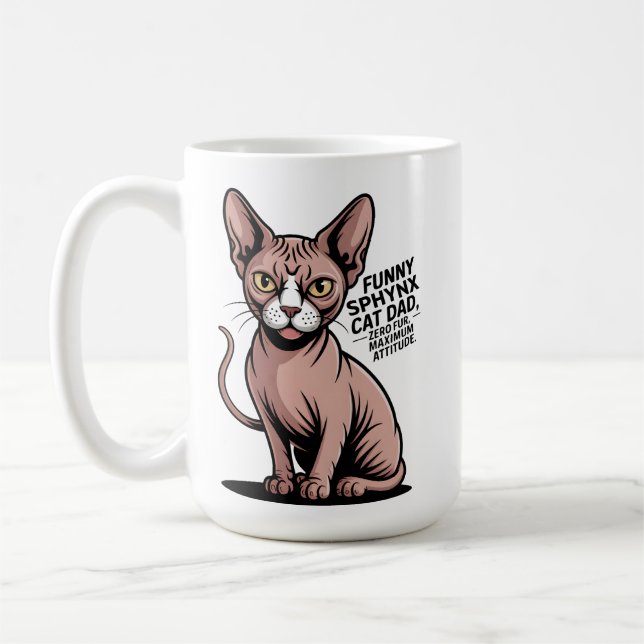 Rolig Sphynx Kattpappa Vektor Art Kaffemugg (Vänster)