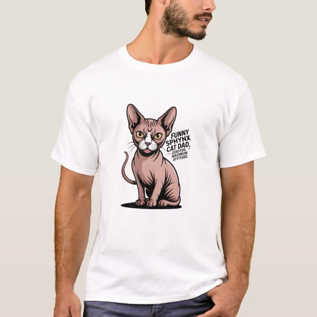 Rolig Sphynx Kattpappa Vektor Art T Shirt (Framsida)