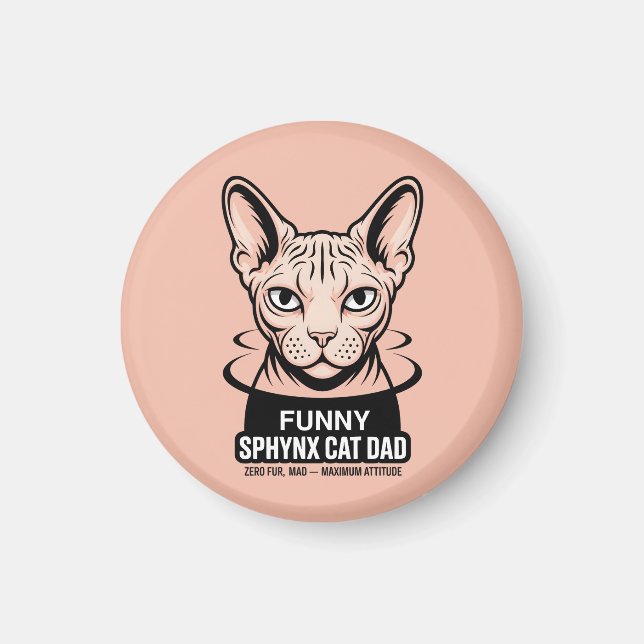 Rolig Sphynx Kattpappa Vektor Konst Magnet (Framsidan)