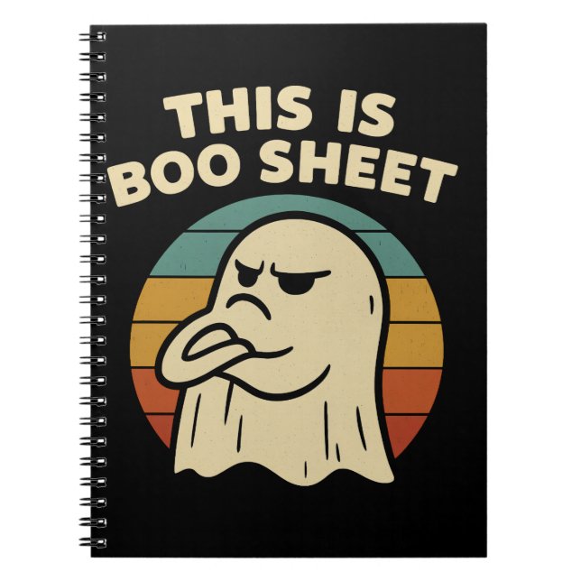 Rolig Spök "Detta Är Boo-Blad" Retro Halloween Anteckningsbok (Framsidan)