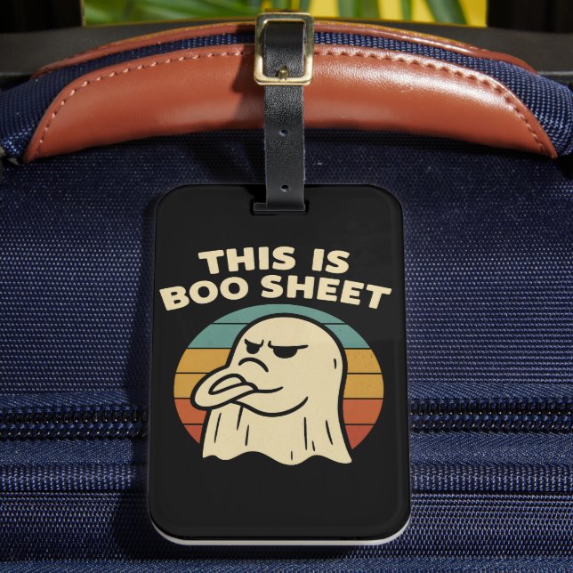 Rolig Spök "Detta Är Boo-Blad" Retro Halloween Bagagebricka (Framsida Insitu 2)
