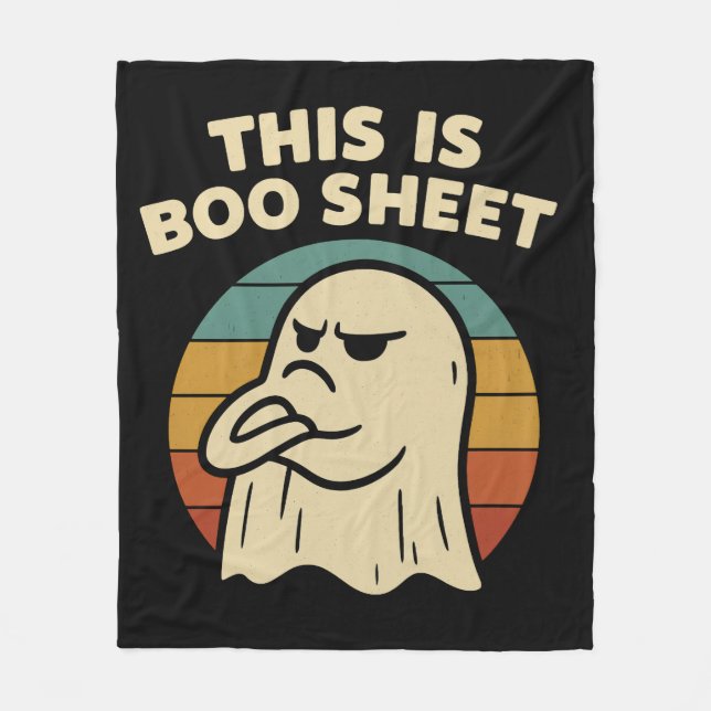 Rolig Spök "Detta Är Boo-Blad" Retro Halloween Fleecefilt (Framsidan)