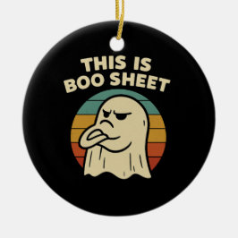 Rolig Spök "Detta Är Boo-Blad" Retro Halloween Julgransprydnad Keramik