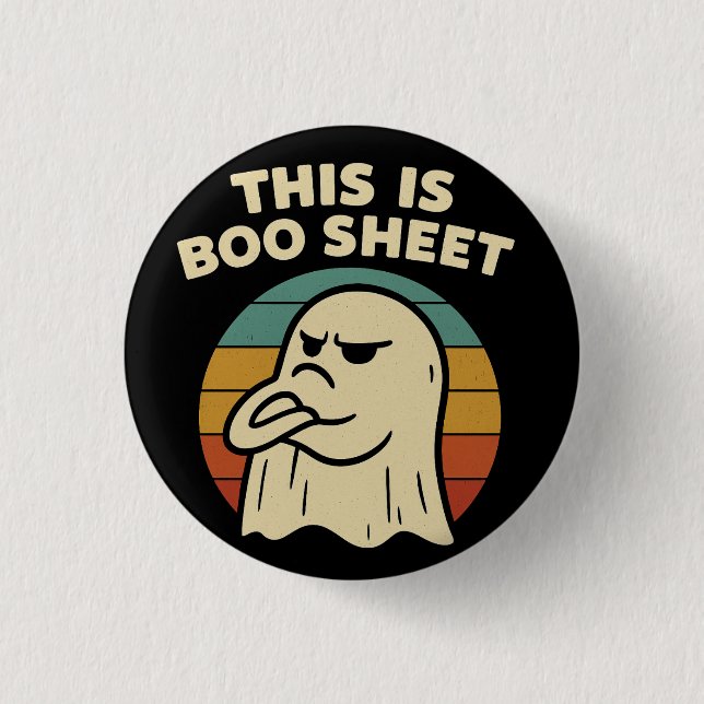 Rolig Spök "Detta Är Boo-Blad" Retro Halloween Knapp (Framsida)