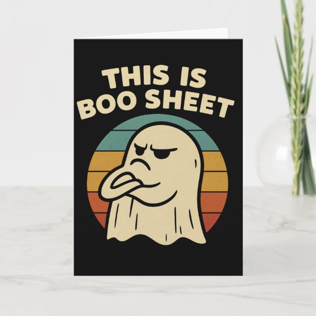 Rolig Spök "Detta Är Boo-Blad" Retro Halloween Kort (Framsida)