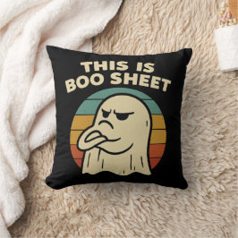 Rolig Spök "Detta Är Boo-Blad" Retro Halloween Kudde