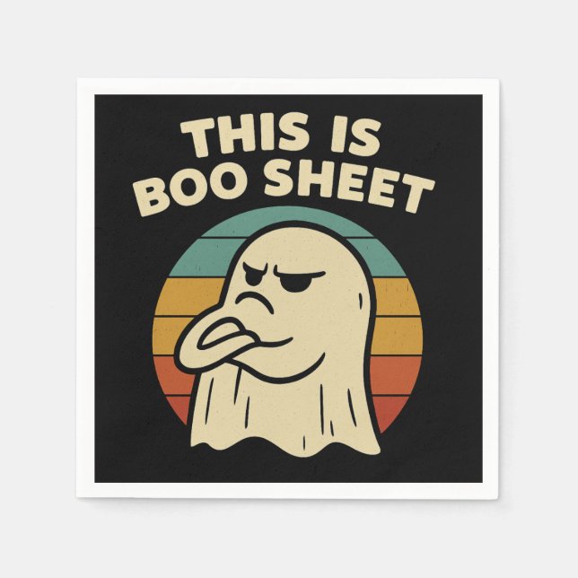 Rolig Spök "Detta Är Boo-Blad" Retro Halloween Pappersservett (Framsidan)