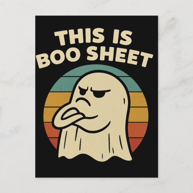 Rolig Spök "Detta Är Boo-Blad" Retro Halloween Vykort (Framsida)