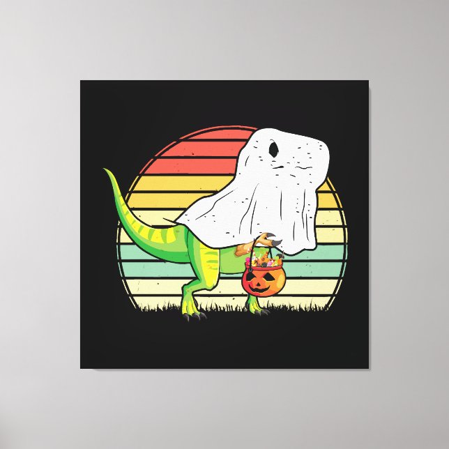 Rolig Spök Dinosaurie Halloween Canvastryck (Framsida)