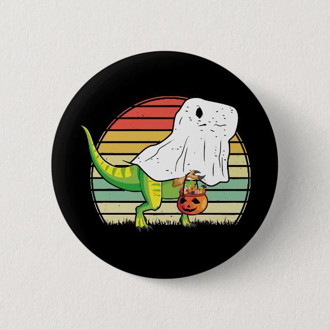 Rolig Spök Dinosaurie Halloween Knapp (Framsida)