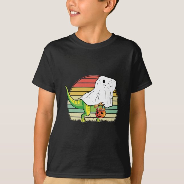 Rolig Spök Dinosaurie Halloween T Shirt (Framsida)