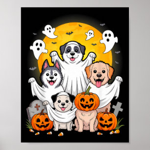 Rolig spök hund Halloween-dräkt för ägare Poster