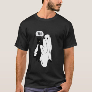 Rolig Spök Katt Boo Halloween Djur Husdjur Män Kvi T Shirt
