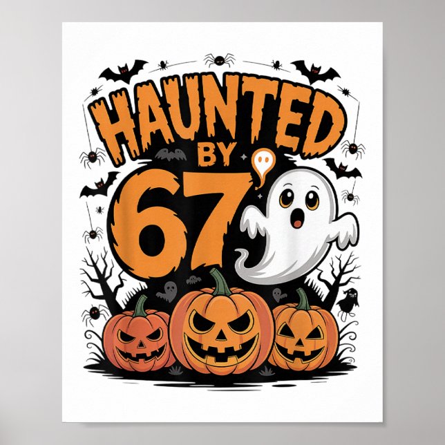 Rolig Spök T Pumpa Halloween - Hemsökt  Poster (Framsidan)
