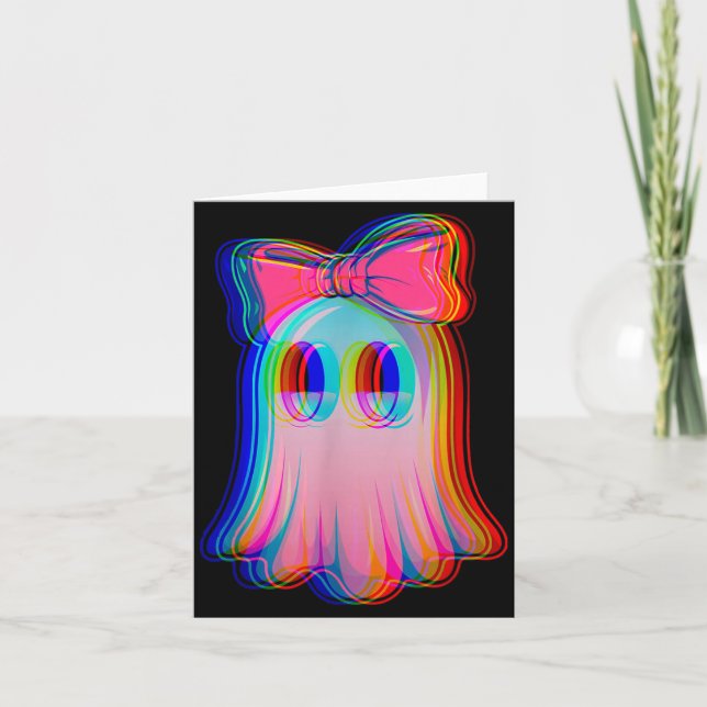 Rolig Spök Trippig Vaporwave Halloween Techno Rave Kort (Framsida)