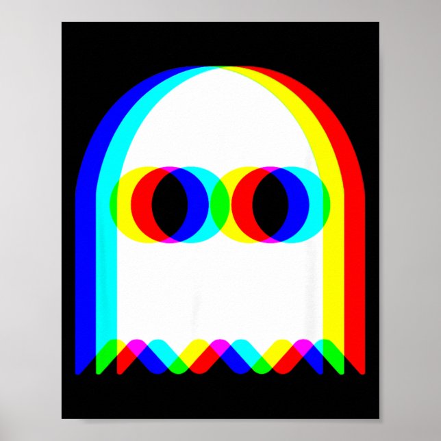Rolig Spök Trippig Vaporwave Halloween Techno Rave Poster (Framsidan)