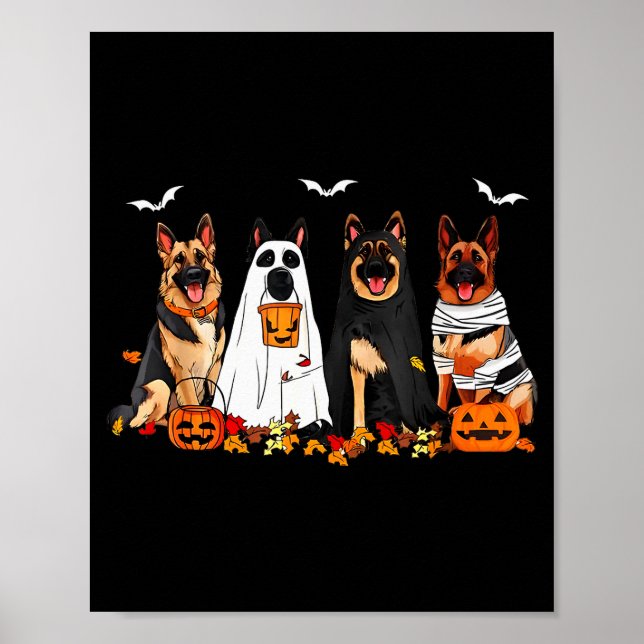 Rolig spök tysk schäferhund Halloween hundmamma hu Poster (Framsidan)