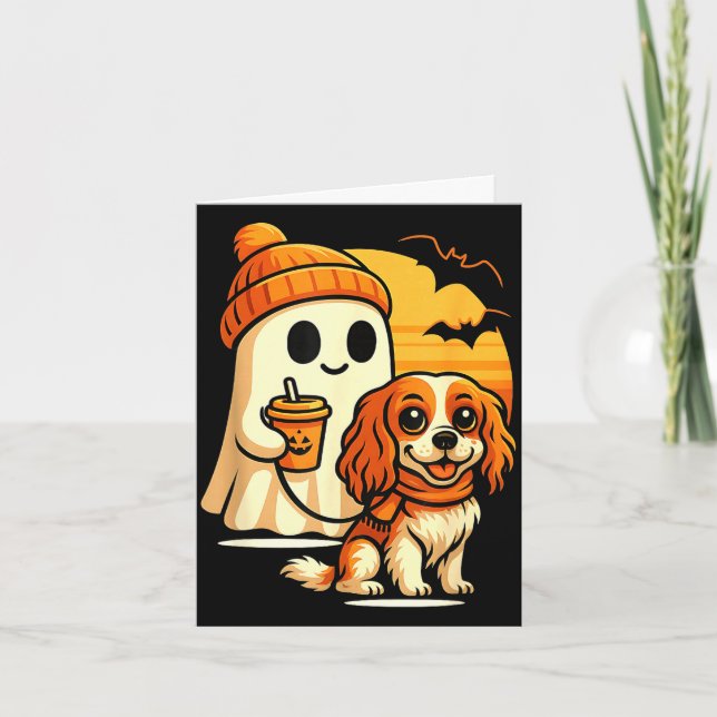 Rolig spökande cavalier king charles hund kort (Framsida)