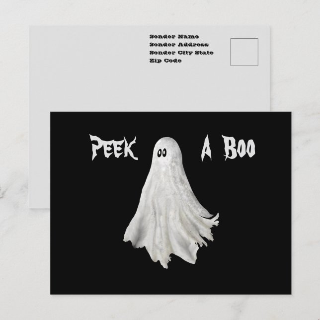 Rolig spökande Halloween-teckning från det förflut Vykort (Fram/baksida)