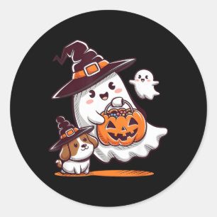 Rolig spökande hund skum säsong Halloween Runt Klistermärke
