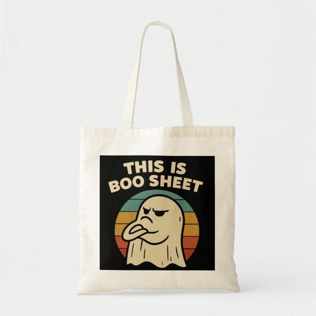 Rolig Spöke "Det här är Boo-blad" Retro Halloween Tygkasse (Framsidan)