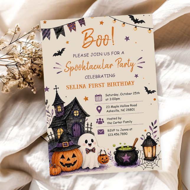 Rolig spöke! Fantastisk Halloween-födelsedagsfest Inbjudningar (Skapare uppladdad)