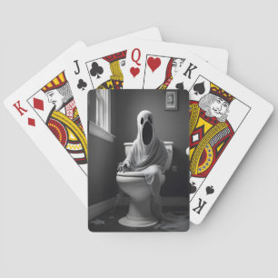 Rolig spöke som sitter på toaletten casinokort